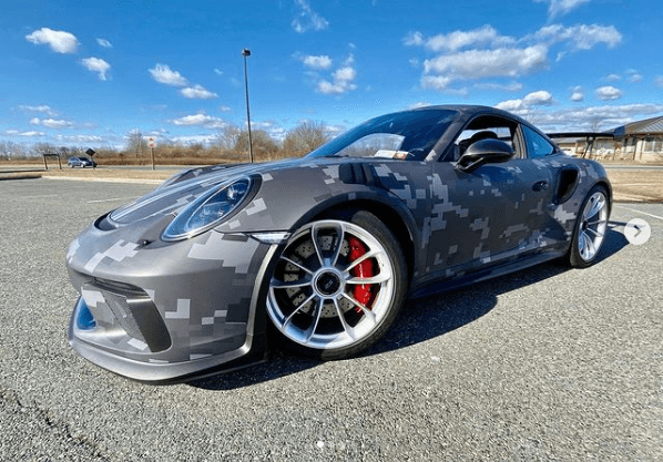 Porsche GT3 digital camo vinyl design — IDA Wraps